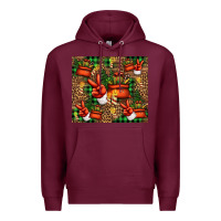 Burgundy Christmas Santa Claus peace hand Premium Hoodie - Jasminsmagicworld