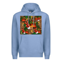 Colony Blue Christmas Santa Claus peace hand Premium Hoodie - Jasminsmagicworld