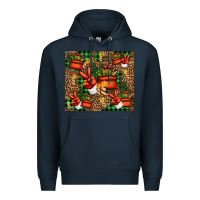 Navy Christmas Santa Claus peace hand Premium Hoodie - Jasminsmagicworld