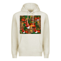 Oatmeal Heather Christmas Santa Claus peace hand Premium Hoodie - Jasminsmagicworld