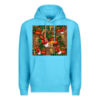 Ocean Blue Christmas Santa Claus peace hand Premium Hoodie - Jasminsmagicworld