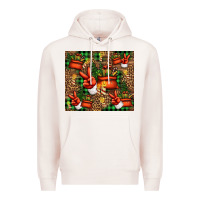 Pale Pink Christmas Santa Claus peace hand Premium Hoodie - Jasminsmagicworld