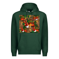 Sports Green Christmas Santa Claus peace hand Premium Hoodie - Jasminsmagicworld