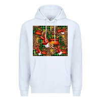 White Christmas Santa Claus peace hand Premium Hoodie - Jasminsmagicworld