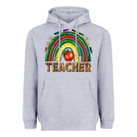 Heather Grey rainbow teacher Heavyweight Hoodie - NancyCooperArtShop