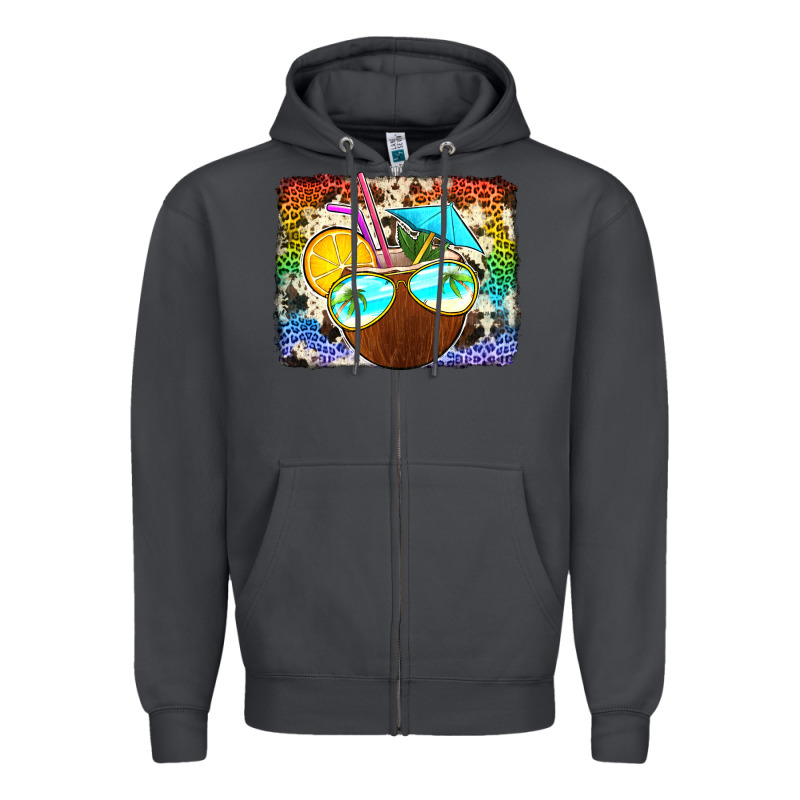 Coconut Drink With Sunglasses Zipper Hoodie by Jasminsmagicworld | Teevron