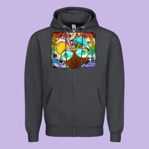 Coconut Drink With Sunglasses Zipper Hoodie Designed By Jasminsmagicworld