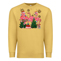Antique Gold christmas flamingos Premium Sweatshirt - MaliasSmallBusiness