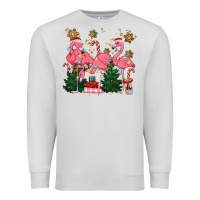 Dove Grey christmas flamingos Premium Sweatshirt - MaliasSmallBusiness