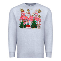 Heather Grey christmas flamingos Premium Sweatshirt - MaliasSmallBusiness