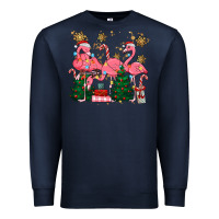 Navy christmas flamingos Premium Sweatshirt - MaliasSmallBusiness