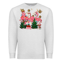 Oatmeal Heather christmas flamingos Premium Sweatshirt - MaliasSmallBusiness