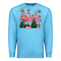 Ocean Blue christmas flamingos Premium Sweatshirt - MaliasSmallBusiness