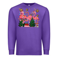 Purple christmas flamingos Premium Sweatshirt - MaliasSmallBusiness