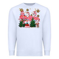 White christmas flamingos Premium Sweatshirt - MaliasSmallBusiness