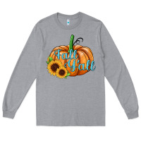 Heather Grey fall y'all pumpkin Long Sleeve Tee - JahusDesignShop