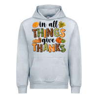 Heather Grey In all things give thanks Urban Hoodie - NancyCooperArtShop