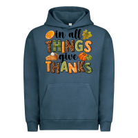 Pigment Midnight Navy In all things give thanks Urban Hoodie - NancyCooperArtShop
