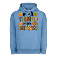 Pigment Pebble Blue In all things give thanks Urban Hoodie - NancyCooperArtShop