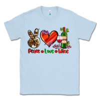 Dusty Blue peace love wine Classic Tee - AdoDesignShop