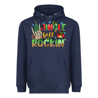 Navy jingle bell rockin' Heavyweight Hoodie - MaliasSmallBusiness