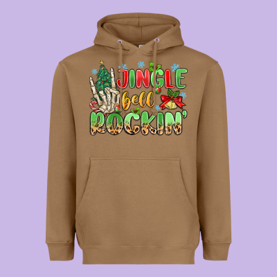 Jingle Bell Rockin' Heavyweight Hoodie Designed By Maliassmallbusiness