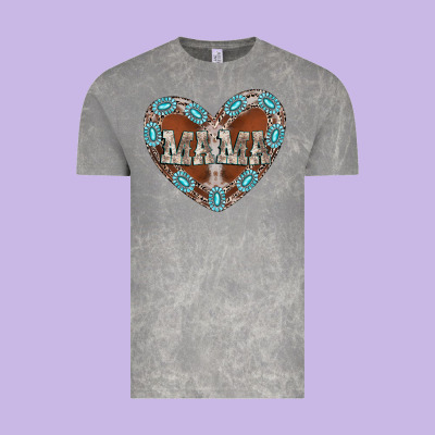 Mama Heart Cowhide Vintage Tee Designed By Cowhidedigitalart