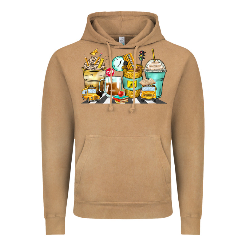 School Bus Coffee Cups Vintage Hoodie by Zillion Design Studio | Teevron