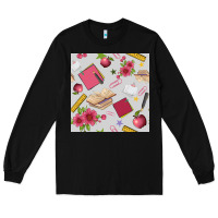 Black back to school  seamless pattern Long Sleeve Tee - BundleAndBundleShop