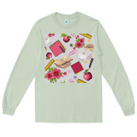 Matcha back to school  seamless pattern Long Sleeve Tee - BundleAndBundleShop