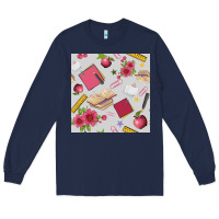 Navy back to school  seamless pattern Long Sleeve Tee - BundleAndBundleShop