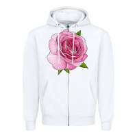White all dressed up rose Zipper Hoodie - LillyAllenDesigns