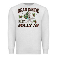 Oatmeal Heather dead inside but jolly af Premium Sweatshirt - MaliasSmallBusiness