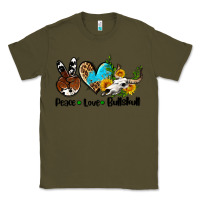 Army Green peace love  bullskull Classic Tee - AdoDesignShop