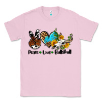 Bubblegum Pink peace love  bullskull Classic Tee - AdoDesignShop