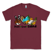 Burgundy peace love  bullskull Classic Tee - AdoDesignShop