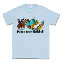 Dusty Blue peace love  bullskull Classic Tee - AdoDesignShop