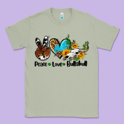 Peace Love  Bullskull Classic Tee Designed By Adodesignshop