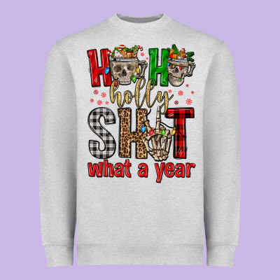 Ho Ho Holly Shit What A Year Heavyweight Sweatshirt Designed By Fadigitalartstudio