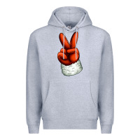 Heather Grey Christmas peace hand Premium Hoodie - Jasminsmagicworld