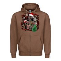 Chestnut Skeleton with coffee cup Christmas Zipper Hoodie - NancyCooperArtShop