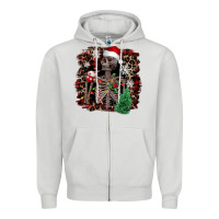 Dove Grey Skeleton with coffee cup Christmas Zipper Hoodie - NancyCooperArtShop