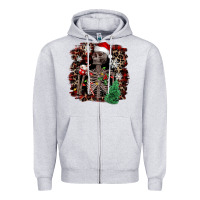 Heather Grey Skeleton with coffee cup Christmas Zipper Hoodie - NancyCooperArtShop