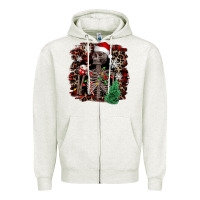 Oatmeal Heather Skeleton with coffee cup Christmas Zipper Hoodie - NancyCooperArtShop