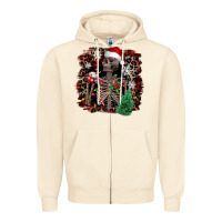 Sandshell Skeleton with coffee cup Christmas Zipper Hoodie - NancyCooperArtShop