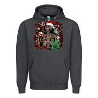 Smoke Skeleton with coffee cup Christmas Zipper Hoodie - NancyCooperArtShop