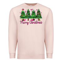 Pale Pink Merry Christmas Nurse trees Premium Sweatshirt - MaliasSmallBusiness