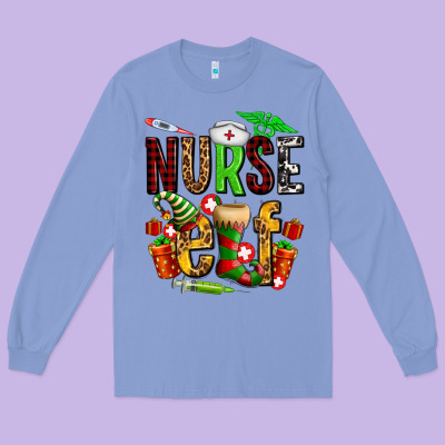 Nurse Elf Long Sleeve Tee Designed By Adodesignshop