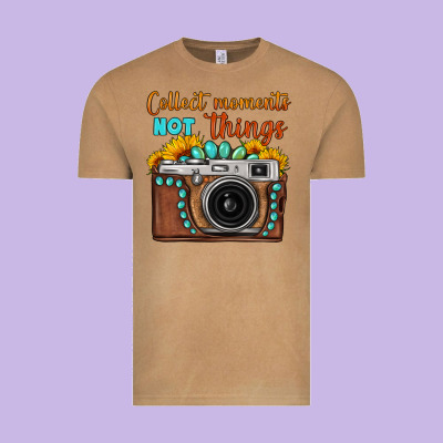 Collect Moments Not Things Sunflower Gemstone Vintage Camera Vintage Tee Designed By Fadigitalartstudio