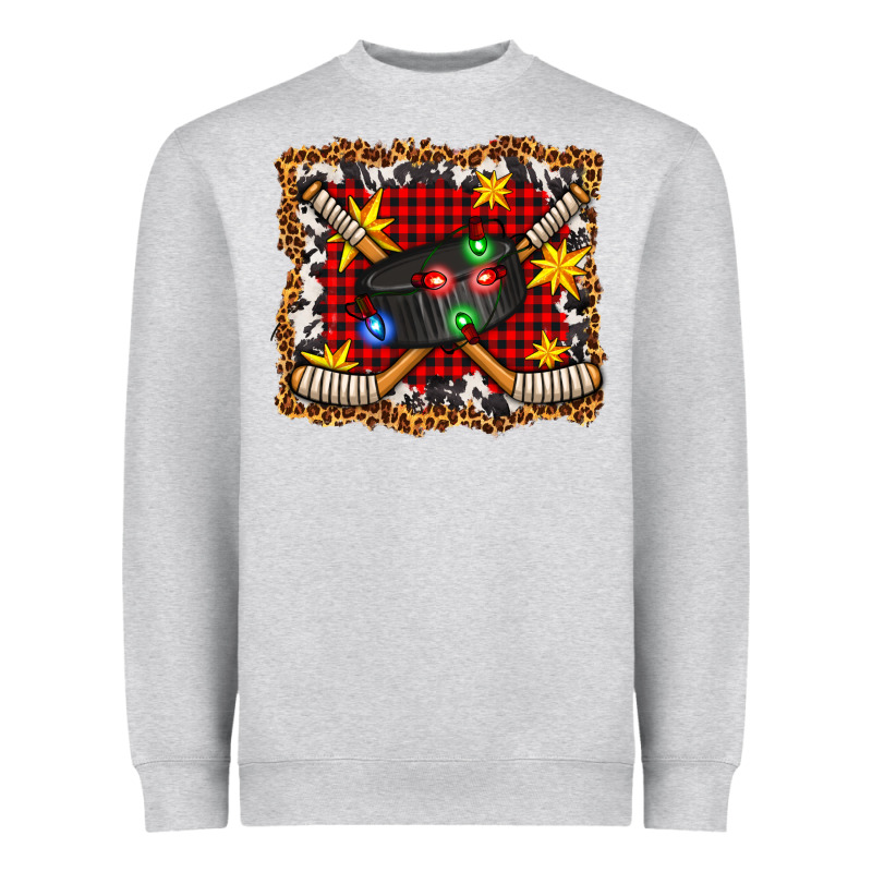 Hockey Christmas With Lights And Stars Heavyweight Sweatshirt by FaDigitalArtStudio | Teevron
